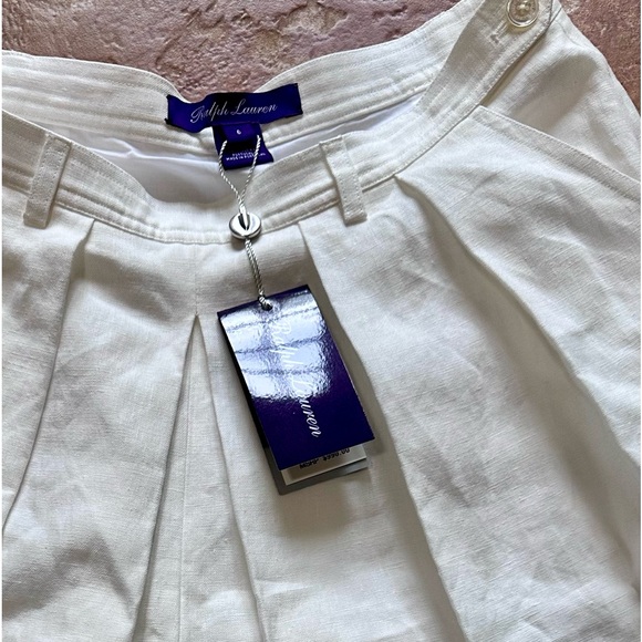 Ralph Lauren White Wide Leg Linen Pants - Picture 7 of 8